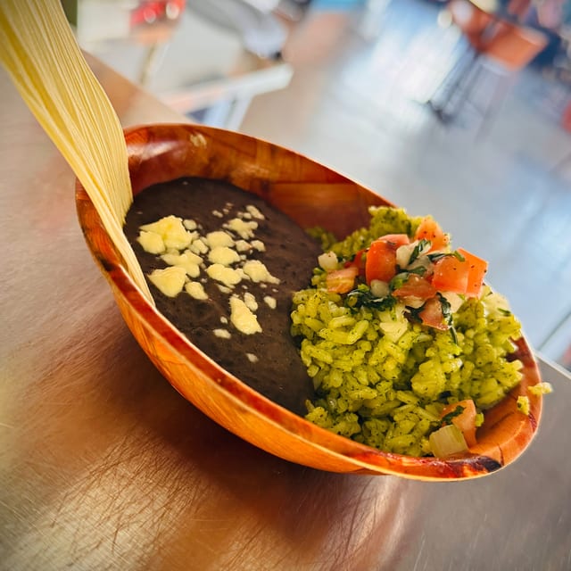 Rice and Refried Beans.