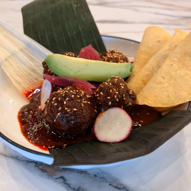 ALMA'S RED MOLE MEAT BALLS.