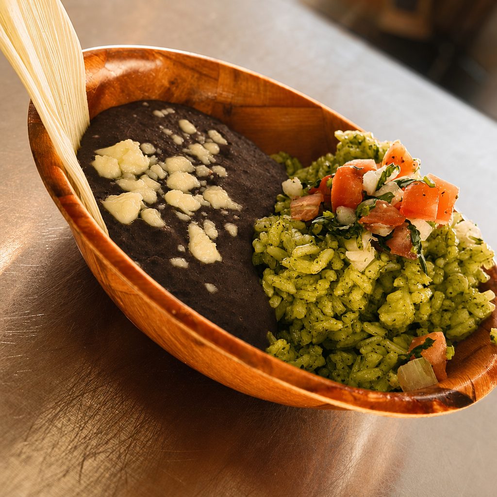 Rice and Refried Beans.